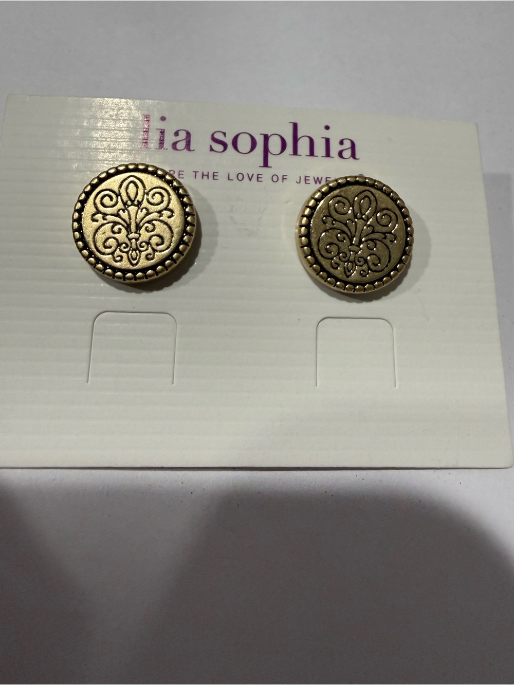 Lia Sophia Antique Gold Filigree Button Studs